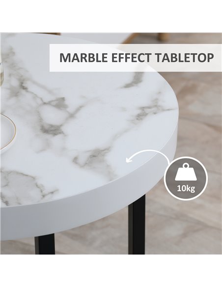 HOMCOM Round Side Table with Metal Legs, Modern End Table Bedside Table for Living Room, Bedroom, White 839-143WT - pic 61225 | FastDaddyshop