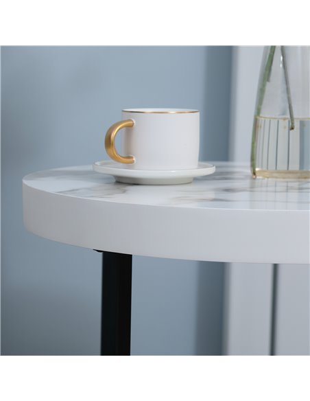 HOMCOM Round Side Table with Metal Legs, Modern End Table Bedside Table for Living Room, Bedroom, White 839-143WT - pic 61227 | FastDaddyshop