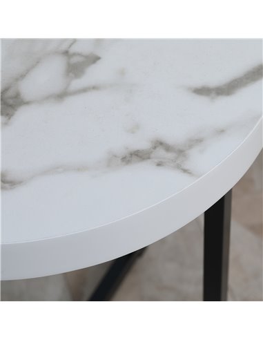 HOMCOM Round Side Table with Metal Legs, Modern End Table Bedside Table for Living Room, Bedroom, White 839-143WT