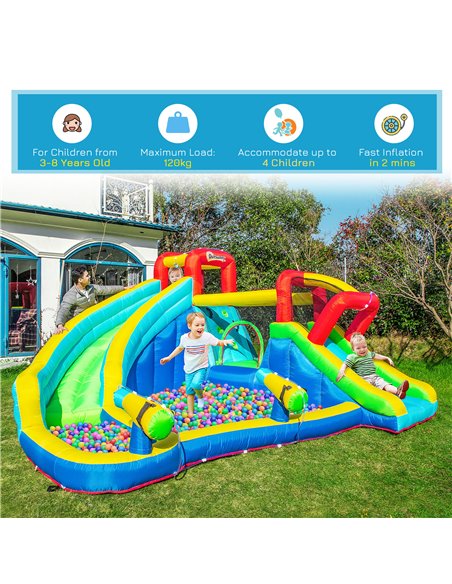 Outsunny 5 in 1 Kids Bounce Castle Extra Large Inflatable House Trampoline Slide Water Pool Water Gun Climbing Wall for Kids Age - pic 6123 | FastDaddyshop