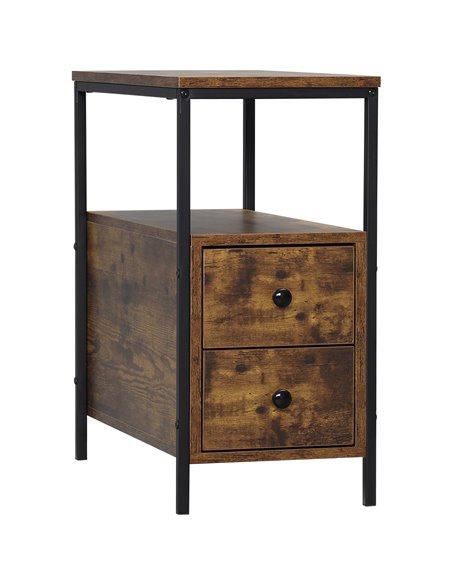 HOMCOM Side Table with 2 Drawers and Storage Shelf, Rustic Brown 839-145 - pic 61230 | FastDaddyshop