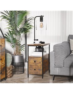 HOMCOM Side Table with 2 Drawers and Storage Shelf, Rustic Brown 839-145 2