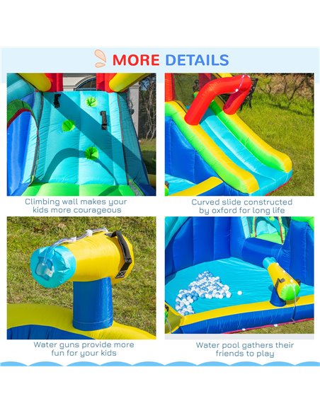 Outsunny 5 in 1 Kids Bounce Castle Extra Large Inflatable House Trampoline Slide Water Pool Water Gun Climbing Wall for Kids Age - pic 6124 | FastDaddyshop
