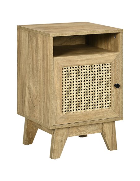 HOMCOM Bedside Cabinet with Rattan Detail, Side Table, Natural 831-599V02ND - pic 61257 | FastDaddyshop