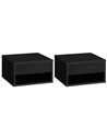 HOMCOM 2 Pieces Bedside Table Wall Mounted Nightstand with Drawer and Shelf for Bedroom, 37 x 32 x 21cm, High Gloss Black 831-63