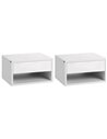 HOMCOM 2 Pieces Bedside Table Wall Mounted Nightstand, High Gloss White 831-630V00WT