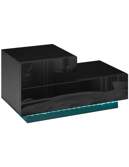 HOMCOM Bedside Table with High Gloss Front, Black 831-647V70BK - pic 61320 | FastDaddyshop