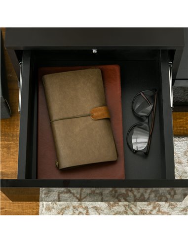 HOMCOM Bedside Table with High Gloss Front, Nightstand with RGB LED Light, Remote Control, and Drawers for Bedroom Storage, Blac