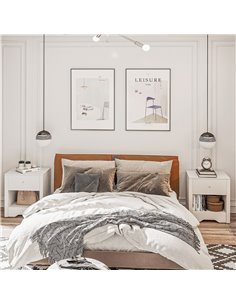 HOMCOM Modern Bedside Table Set of 2, Nightstand with Drawer and Shelf, White, Perfect for Bedroom, Living Room 831-P073 2