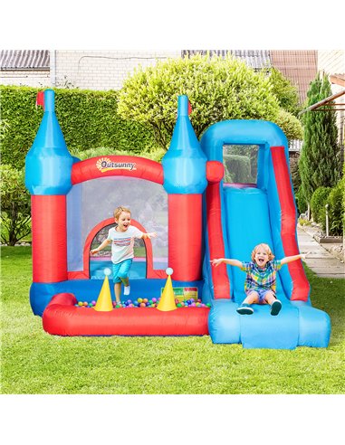 Outsunny 5 in 1 Kids Bounce Castle Large Inflatable House Trampoline Slide Water Pool Climbing Wall with 450W Inflator Carrybag 