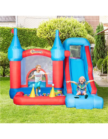 Outsunny 5 in 1 Kids Bounce Castle Large Inflatable House Trampoline Slide Water Pool Climbing Wall with 450W Inflator Carrybag  - pic 6134 | FastDaddyshop