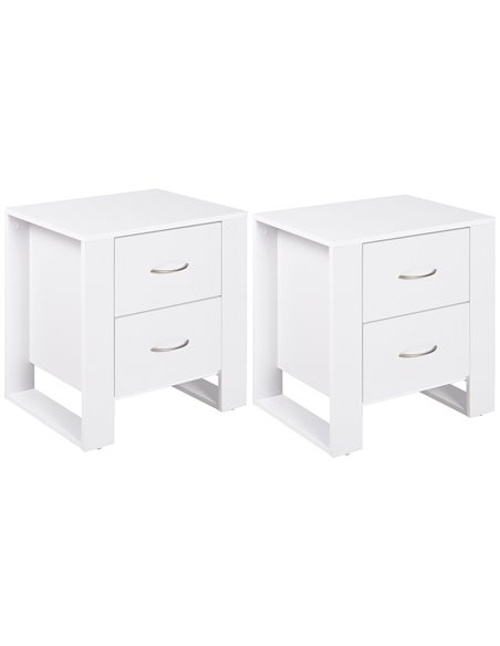 HOMCOM Set of 2 Bedside Cabinet with Dual Drawers, White 831-P074 - pic 61347 | FastDaddyshop