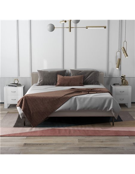 HOMCOM Bedside Cabinet Pair with Dual Drawers, Modern Nightstand with Metallic Handles & Raised Base, Bedroom Side Table, Set of - pic 61348 | FastDaddyshop