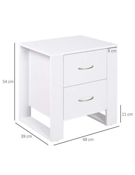 HOMCOM Bedside Cabinet Pair with Dual Drawers, Modern Nightstand with Metallic Handles & Raised Base, Bedroom Side Table, Set of - pic 61349 | FastDaddyshop