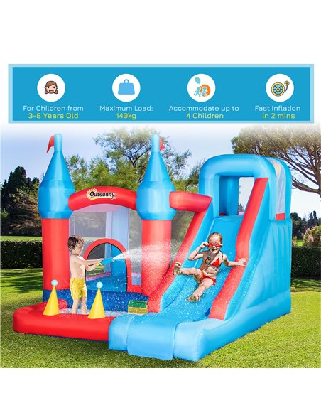 Outsunny 5 in 1 Kids Bounce Castle Large Inflatable House Trampoline Slide Water Pool Climbing Wall with 450W Inflator Carrybag  - pic 6137 | FastDaddyshop