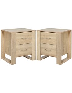 HOMCOM Bedside Table with 2 Drawers, Nightstand Set of 2, Brown 831-P065