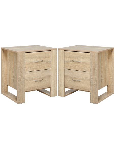 HOMCOM Bedside Table with 2 Drawers, Nightstand Set of 2, Brown 831-P065 - pic 61374 | FastDaddyshop