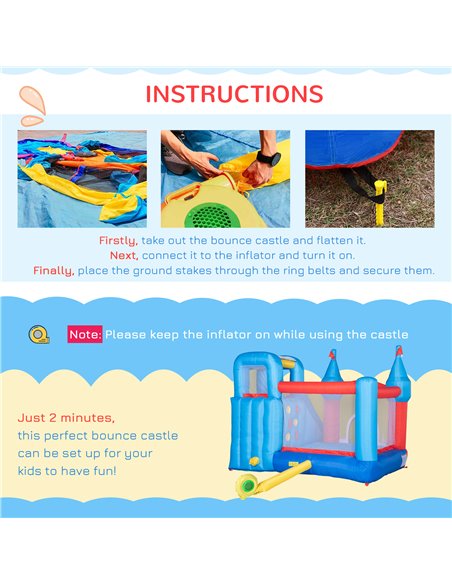 Outsunny 5 in 1 Kids Bounce Castle Large Inflatable House Trampoline Slide Water Pool Climbing Wall with 450W Inflator Carrybag  - pic 6138 | FastDaddyshop