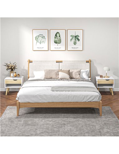 HOMCOM Modern Bedside Table with Drawer and Shelf, Nightstand for Bedroom, Living Room, Set of 2 831-P066