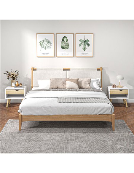 HOMCOM Modern Bedside Table with Drawer and Shelf, Nightstand for Bedroom, Living Room, Set of 2 831-P066 - pic 61384 | FastDaddyshop