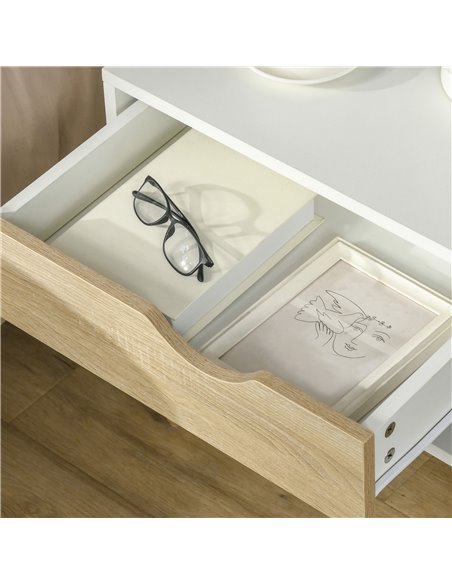 HOMCOM Modern Bedside Table with Drawer and Shelf, Nightstand for Bedroom, Living Room, Set of 2 831-P066 - pic 61391 | FastDaddyshop