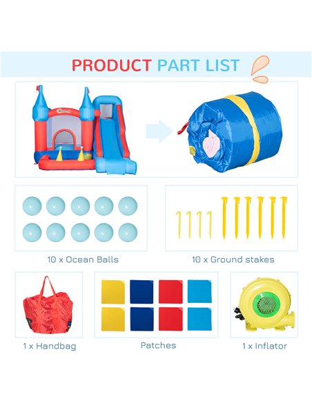 Outsunny 5 in 1 Kids Bounce Castle Large Inflatable House Trampoline Slide Water Pool Climbing Wall with 450W Inflator Carrybag  - pic 6140 | FastDaddyshop