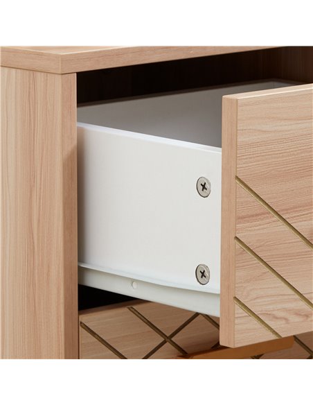 HOMCOM Scandinavian Bedside Cabinet with Drawers, Bedside Table with Wood Legs for Bedroom, Natural 831-637V00AK - pic 61400 | FastDaddyshop