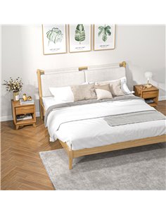 HOMCOM Contemporary Nightstand Duo, Bedroom End Table, Walnut Brown 831-P087 2