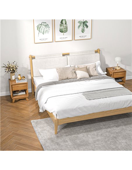 HOMCOM Contemporary Nightstand Duo, Bedroom End Table with Storage Drawer & Lower Shelf, Living Room Side Table, Set of 2, Walnu - pic 61465 | FastDaddyshop