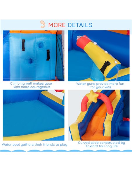 Outsunny 5 in 1 Kids Bounce Castle Large Water Space Style Inflatable House Slide Trampoline Pool Water Gun Climbing Wall for Ki - pic 6147 | FastDaddyshop