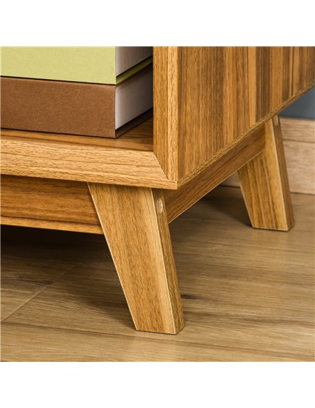 HOMCOM Contemporary Nightstand Duo, Bedroom End Table with Storage Drawer & Lower Shelf, Living Room Side Table, Set of 2, Walnu - pic 61470 | FastDaddyshop