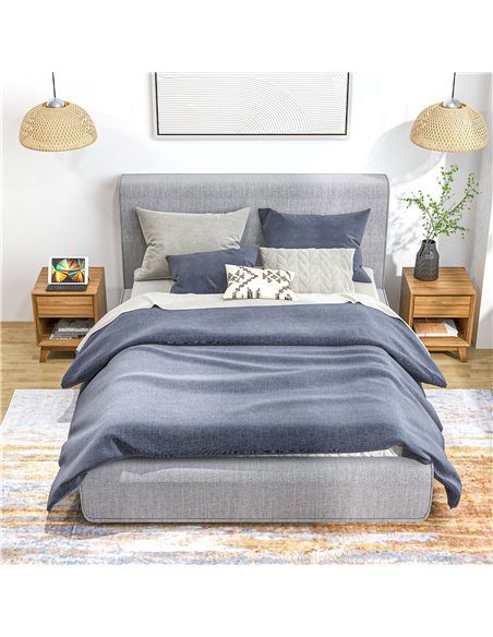 HOMCOM Contemporary Nightstand Duo, Bedroom End Table with Storage Drawer & Lower Shelf, Living Room Side Table, Set of 2, Walnu - pic 61471 | FastDaddyshop