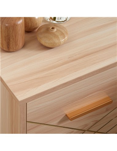 HOMCOM Bedside Cabinet, Scandinavian Bedside Table with Drawers, Bed Side Table with Wood Legs, Natural 831-P083