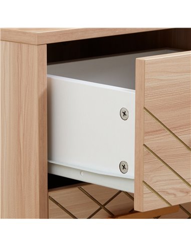 HOMCOM Bedside Cabinet, Scandinavian Bedside Table with Drawers, Bed Side Table with Wood Legs, Natural 831-P083