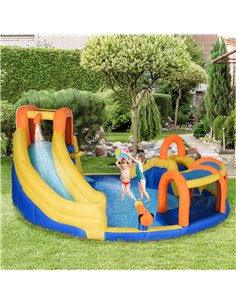 Outsunny 3+ Kids Bouncy Castle 5 in 1 Slide Water Pool Gun Basket Climbing Wall 2