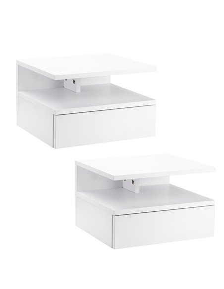 HOMCOM Floating Bedside Cabinet with Drawer, White 831-338 - pic 61518 | FastDaddyshop
