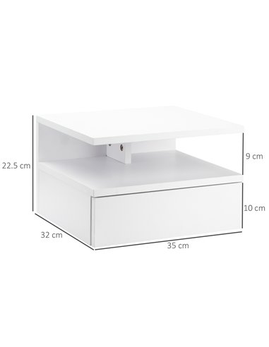 HOMCOM Floating Bedside Cabinet with Drawer and Open Shelf, Wall Mounted Nightstands, Bedside Table with Storage for Bedroom 831