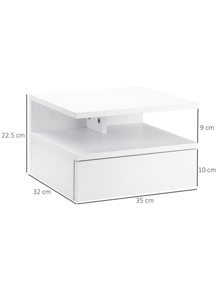 HOMCOM Floating Bedside Cabinet with Drawer and Open Shelf, Wall Mounted Nightstands, Bedside Table with Storage for Bedroom 831 - pic 61520 | FastDaddyshop