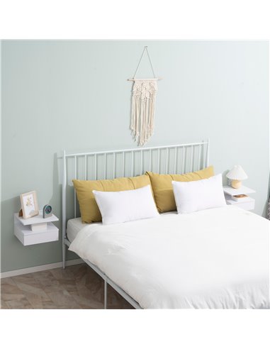 HOMCOM Floating Bedside Cabinet with Drawer and Open Shelf, Wall Mounted Nightstands, Bedside Table with Storage for Bedroom 831