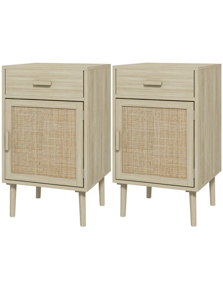 HOMCOM Bedside Tables Set of 2, Rattan Side Tables, Natural Wood Effect 831-739V80AK - pic 61536 | FastDaddyshop
