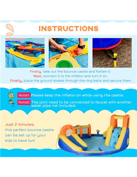 Outsunny 5 in 1 Kids Bouncy Castle Large Inflatable House Slide Water Pool Gun Basket Climbing Wall with 750W Inflator Carry bag - pic 6154 | FastDaddyshop
