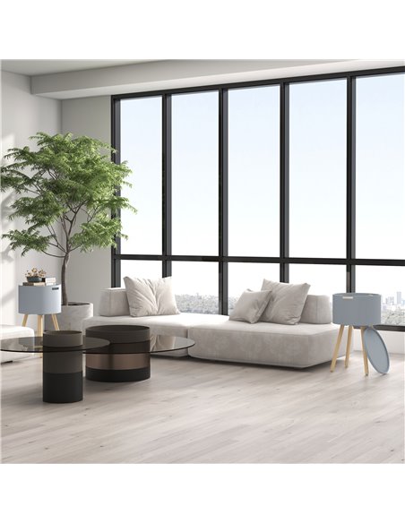 HOMCOM Modern Side Table with Concealed Storage, Round End Table with Removable Tray, Wood Frame, Grey 839-P035 - pic 61546 | FastDaddyshop
