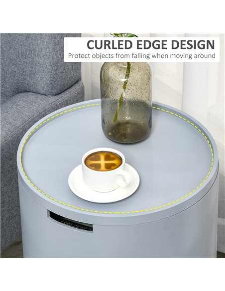 HOMCOM Modern Side Table with Concealed Storage, Round End Table with Removable Tray, Wood Frame, Grey 839-P035 - pic 61549 | FastDaddyshop