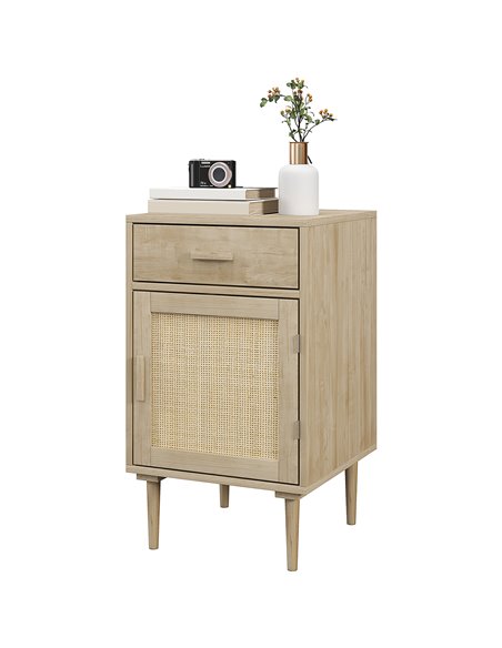 HOMCOM Bedside Table, Rattan Side Tables with Drawer, Natural Wood Effect 831-736V00AK - pic 61554 | FastDaddyshop