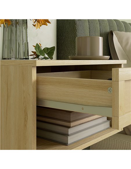 HOMCOM Set of Two Rattan Panel Floating Bedside Tables - Wood-Effect 831-770V80ND - pic 61571 | FastDaddyshop