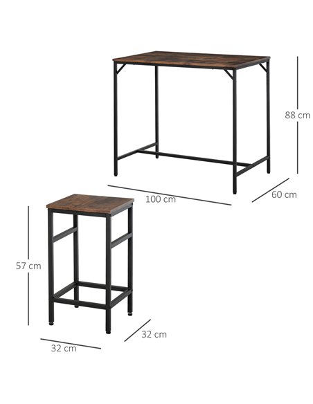 HOMCOM Industrial Rectangular Bar Table Set with 4 Stools for Dining Room, Kitchen, Dinette 835-337 - pic 61610 | FastDaddyshop