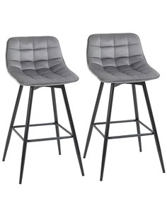 HOMCOM Set of 2 Bar Stools With Backs, Grey 835-271V70
