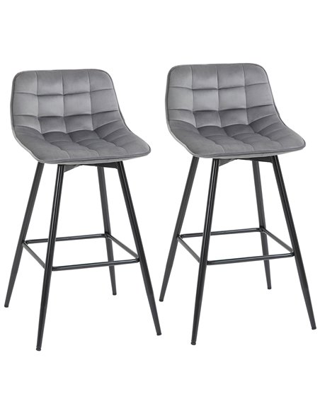 HOMCOM Set of 2 Bar Stools With Backs, Grey 835-271V70 - pic 61617 | FastDaddyshop