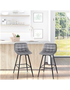 HOMCOM Set of 2 Bar Stools With Backs, Grey 835-271V70 2