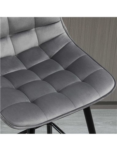 HOMCOM Set of 2 Bar stools With Backs Velvet-Touch Dining Chairs Kitchen Counter Chairs  Fabric Upholstered seat with Metal Legs